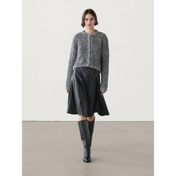 Massimo Dutti Women Cardigan Sweater M Medium Gray Alpaca blend 5756/629 NWT - Picture 3 of 16